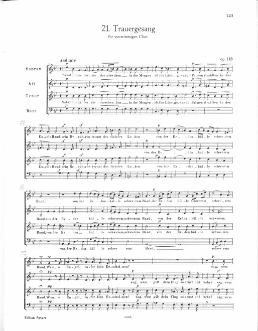 First page of Trauergesang, Op.116