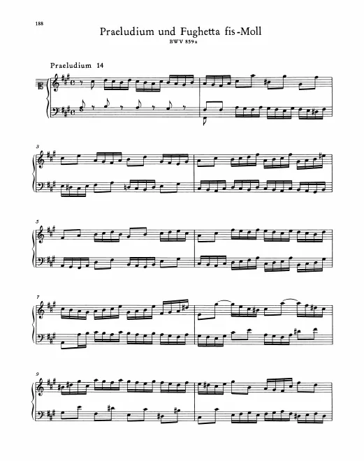 First page of Prelude and Fughetta in F-sharp minor