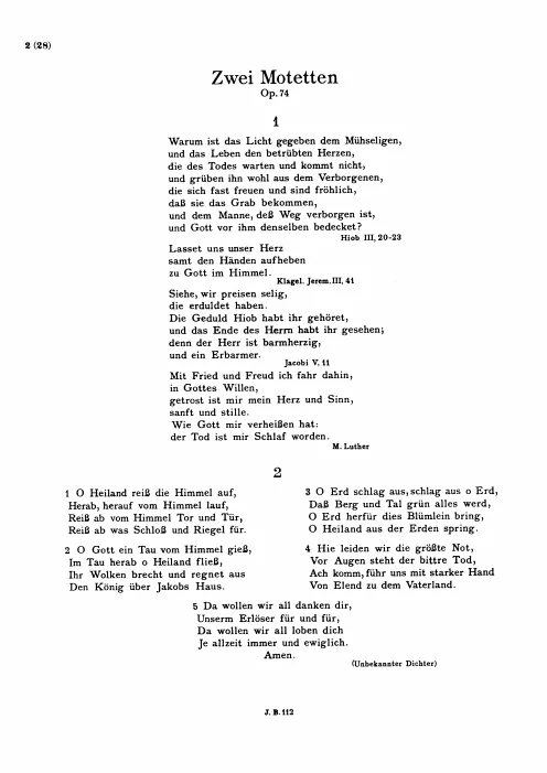 First page of 2 Motets