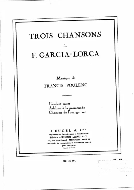 First page of 3 Chansons de Federico García Lorca