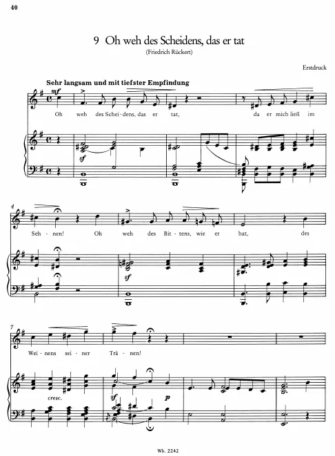 First page of O weh des Scheidens, das er tat