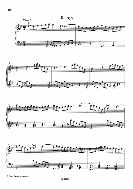 First page of Keyboard Sonata in B-flat major