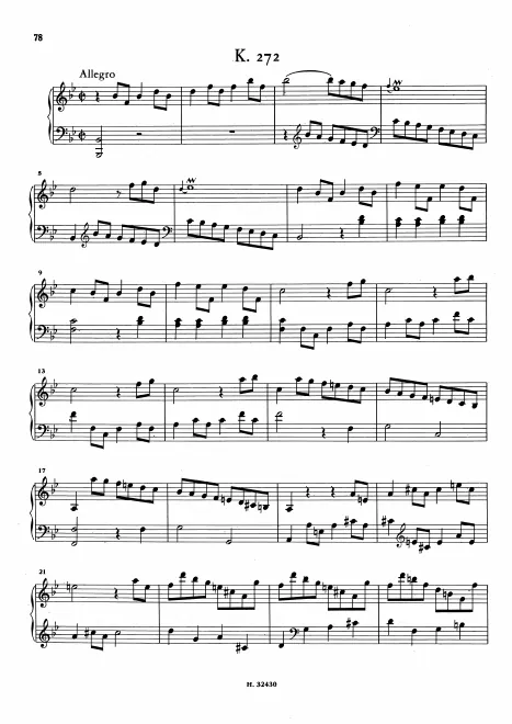 First page of Keyboard Sonata in B-flat major