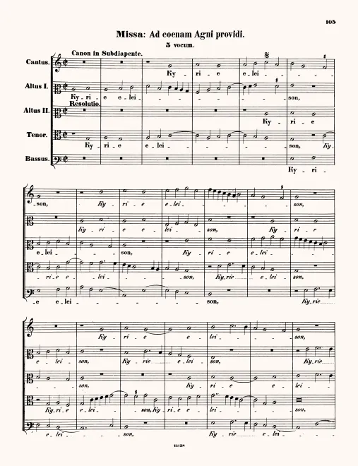 First page of Missa ad coenam agni providi