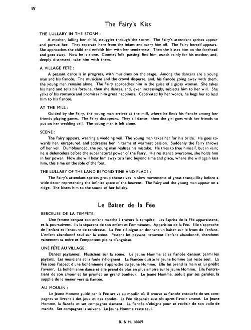 First page of Le baiser de la fée