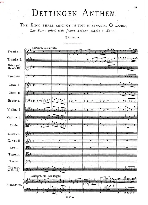 First page of Dettingen Anthem, HWV 265