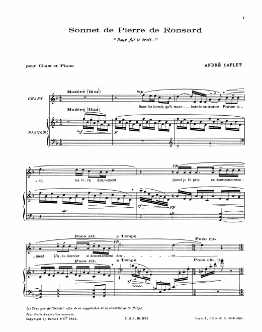 First page of Sonnet de Pierre de Ronsard