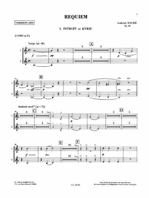 First page of Requiem in D minor