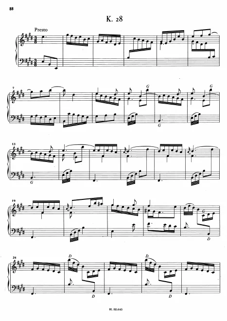 First page of Keyboard Sonata in E major