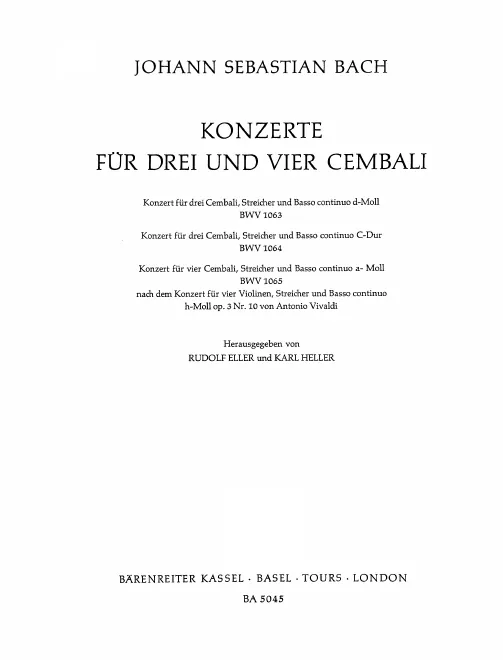 First page of Concerto for 4 Harpsichords