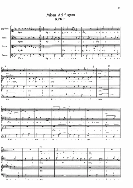 First page of Missa Ad fugam