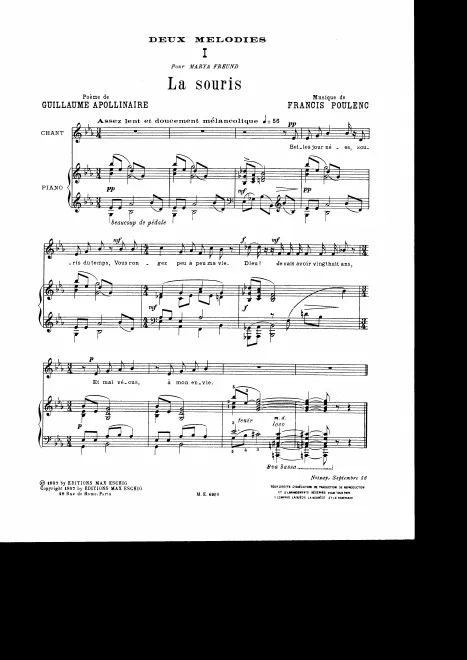First page of 2 Mélodies 1956