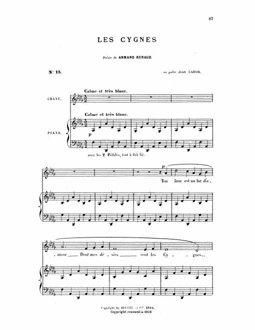 First page of Les cygnes