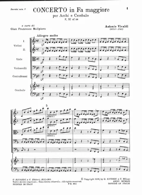 First page of Concerto for Strings in F major