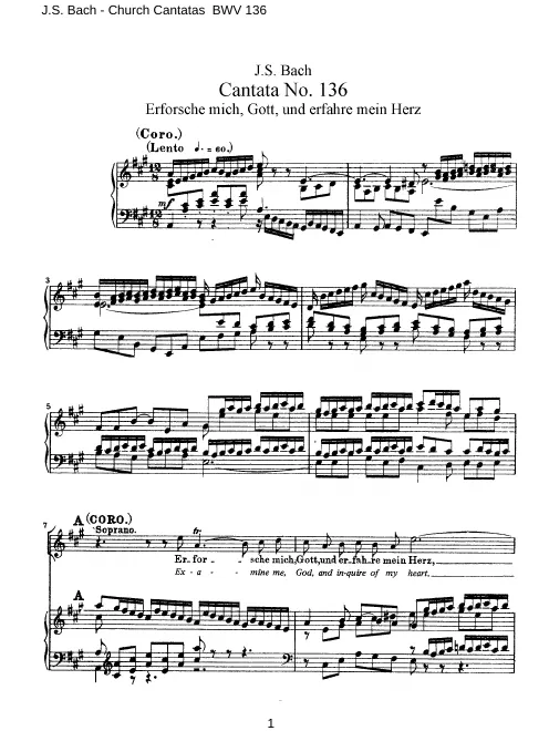 First page of Erforsche mich, Gott, und erfahre mein Herz