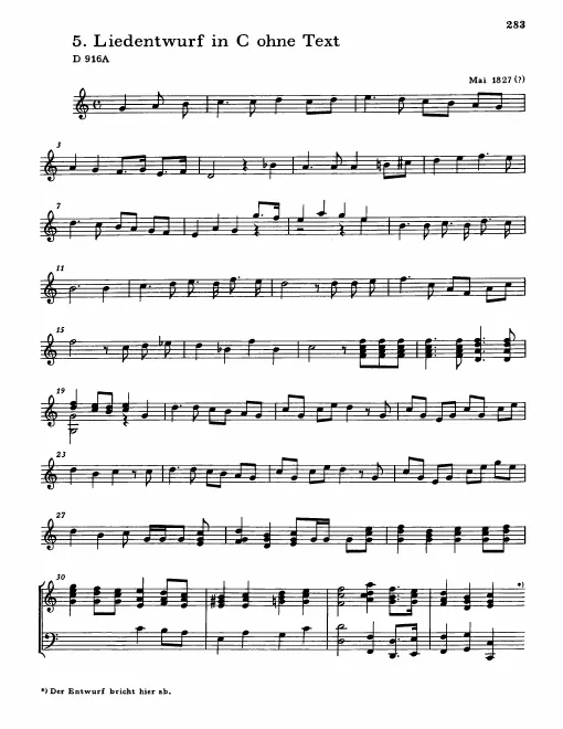 First page of Liedentwurf in C