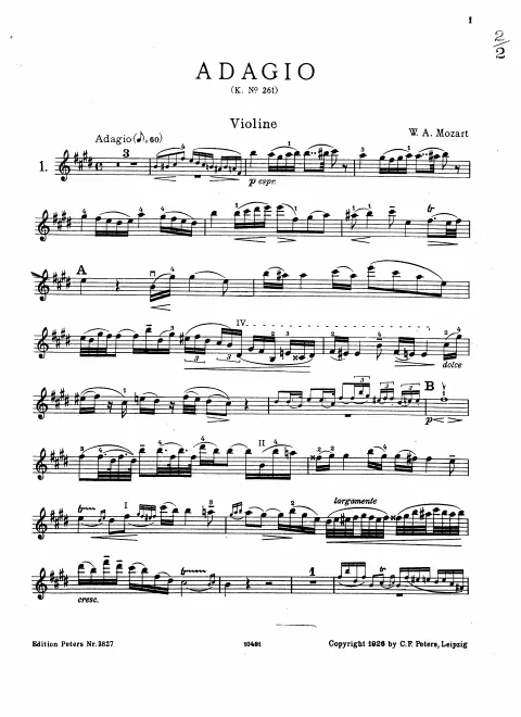 First page of Adagio in E major