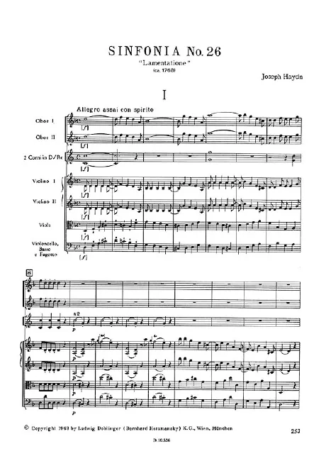 First page of Symphony No.26 in D minor