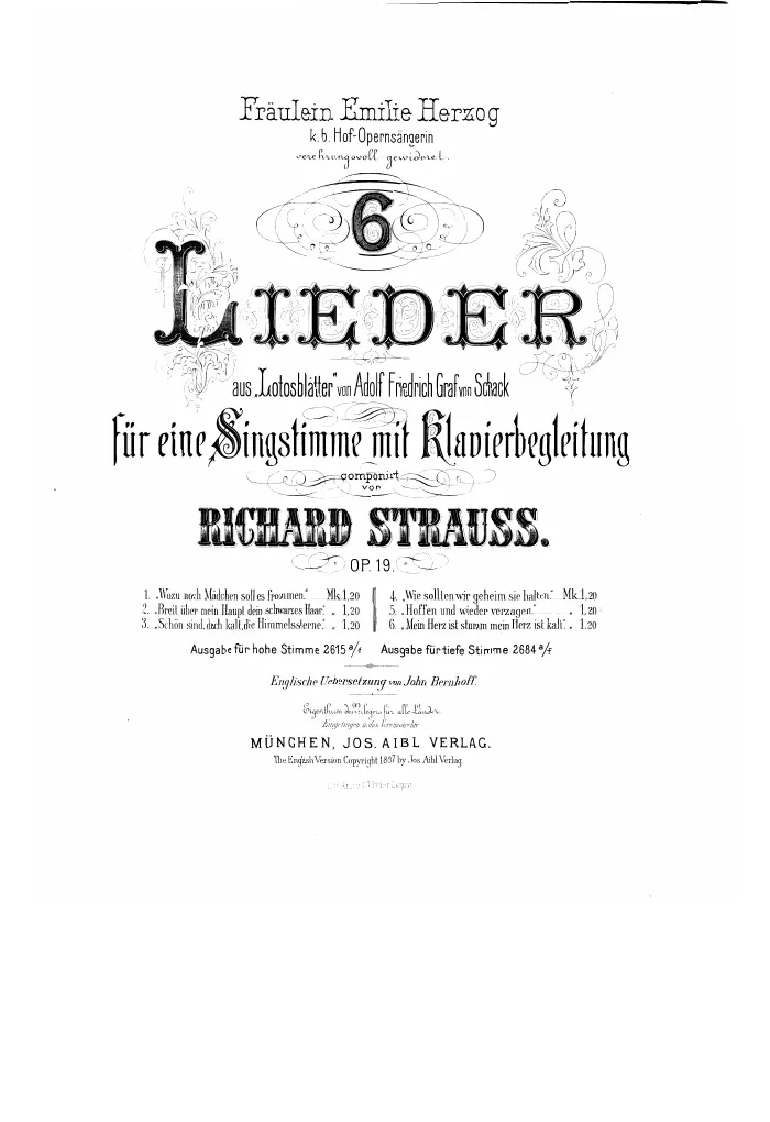First page of 6 Lieder aus 'Lotosblätter'