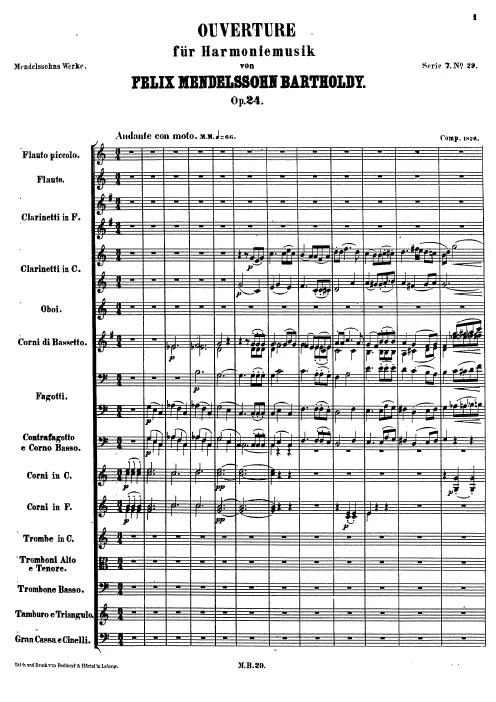 First page of Overture für Harmoniemusik