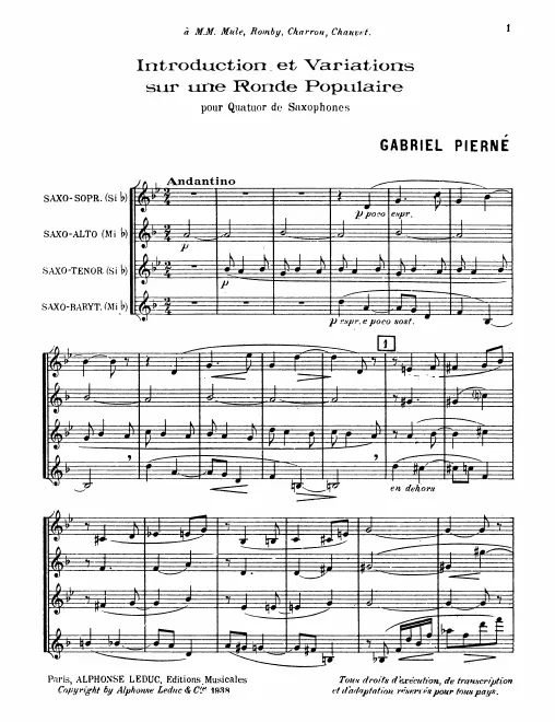 First page of Introduction et variations sur une ronde populaire