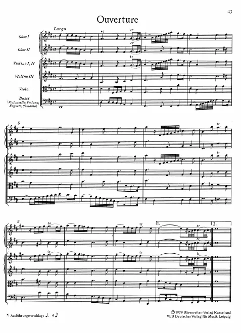 First page of Overture in D major, HWV 337