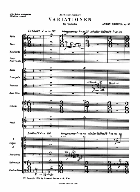 First page of Variationen für Orchester