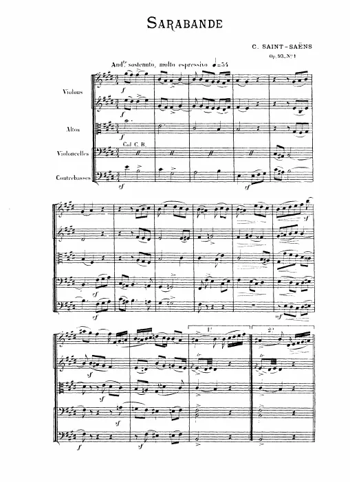 First page of Sarabande et rigaudon