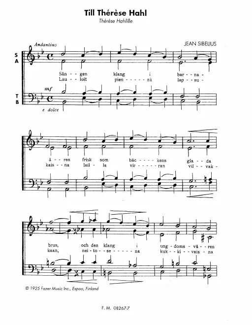 First page of Till Thérèse Hahl