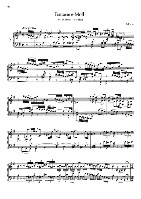 First page of Fantasie in E minor
