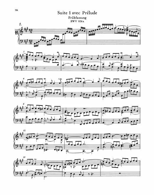 First page of English Suite No.1 in A major