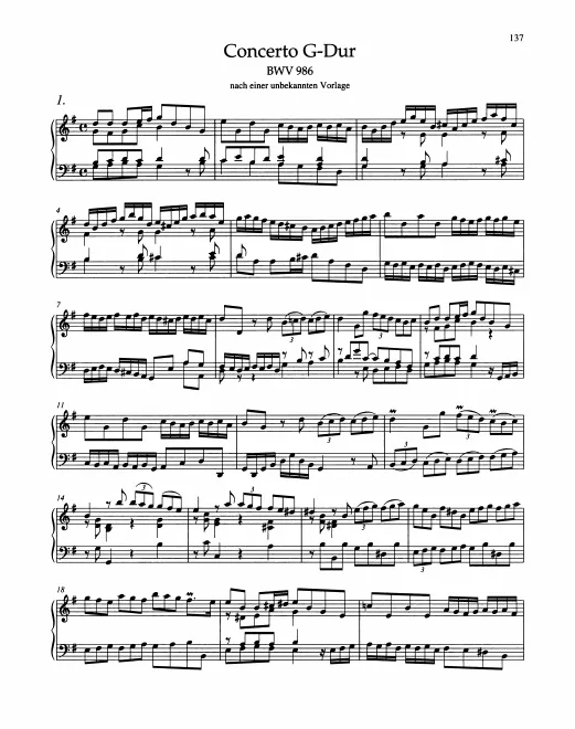 First page of Keyboard Concerto in G major