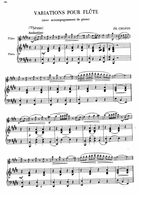 First page of Variations for Flute and Piano in E major