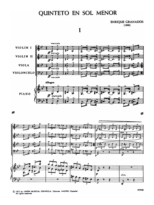 First page of Piano Quintet in G minor