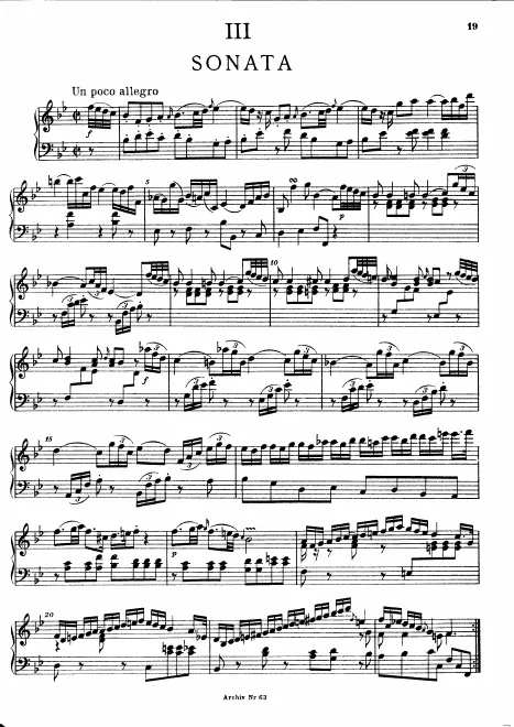 First page of Sonata in B-flat major