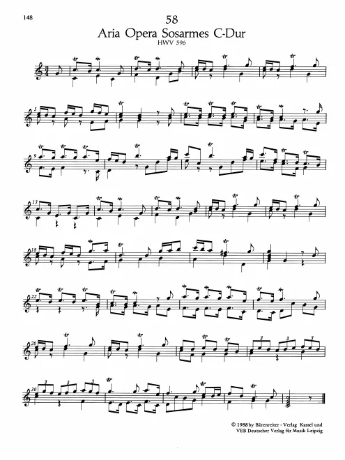 First page of Air in C major, HWV 596