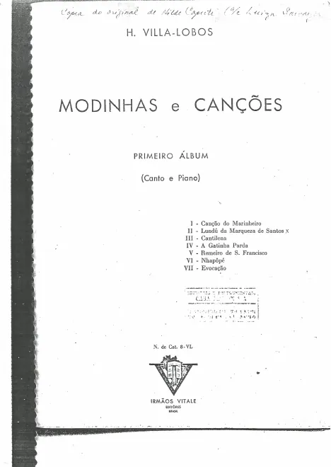 First page of Modinhas e canções: Album 1