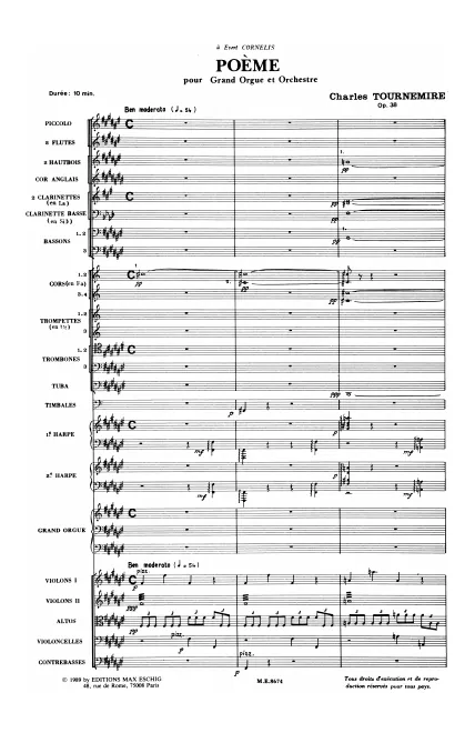 First page of Poème pour orgue et orchestre