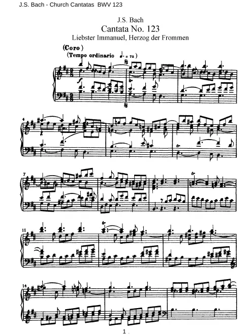 First page of Liebster Immanuel, Herzog der Frommen