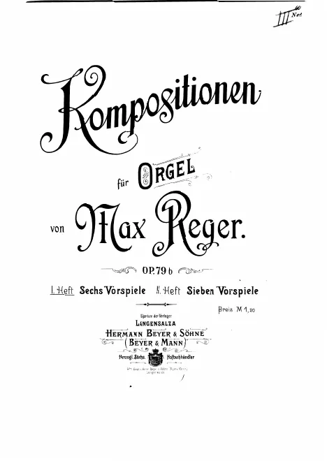 First page of Chorale Preludes for Organ