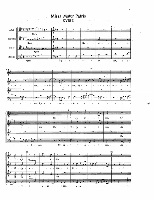 First page of Missa Mater Patris