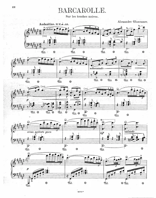First page of Barcarolle sur les touches noires