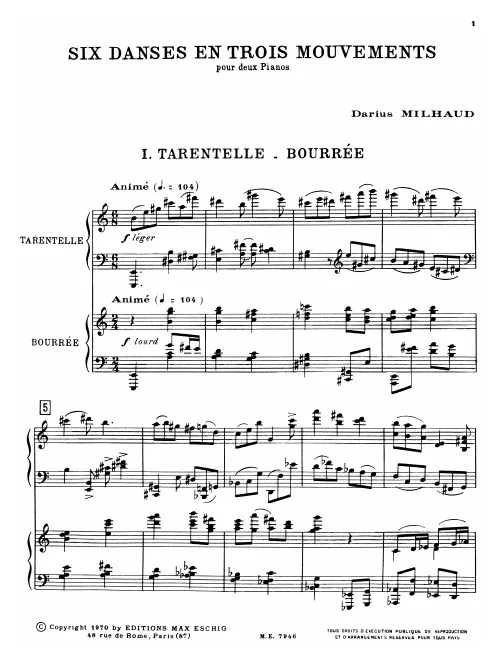 First page of 6 Danses en trois mouvements