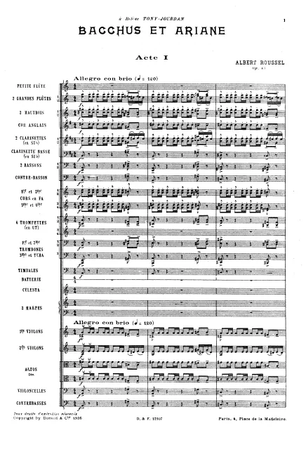 First page of Bacchus et Ariane
