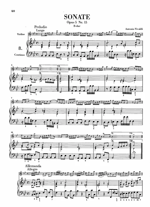 First page of Violin Sonata in B-flat major