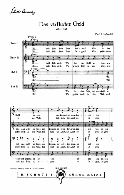 First page of Chöre für vier Männerstimmen