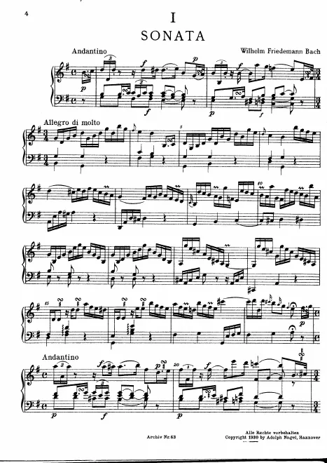 First page of Sonata in G major