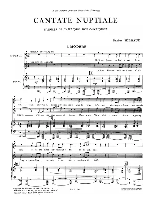 First page of Cantate nuptiale