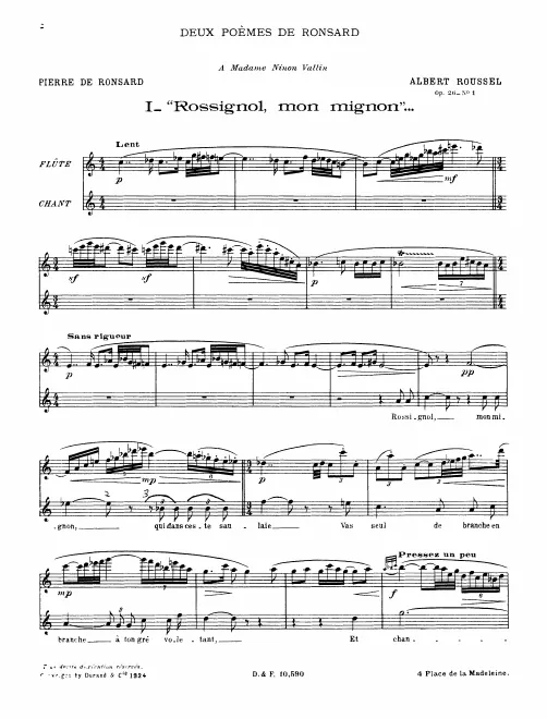 First page of 2 Poèmes de Ronsard