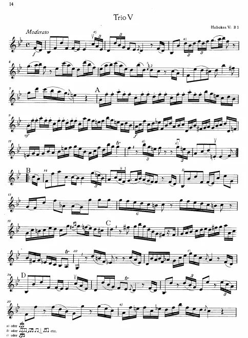 First page of String Trio in B-flat major, Hob.V:B1